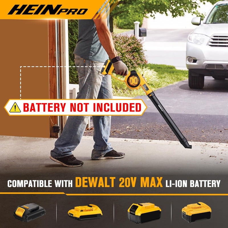 HEINPRO Cordless Leaf Blower Compatible with Dewalt 20V Max Battery (Tool Only), Up to 200MPH Small Electric Leaf Blower, 3 Speeds Mode, Battery Powered Mini Leaf Blowers for Patio - Image 2